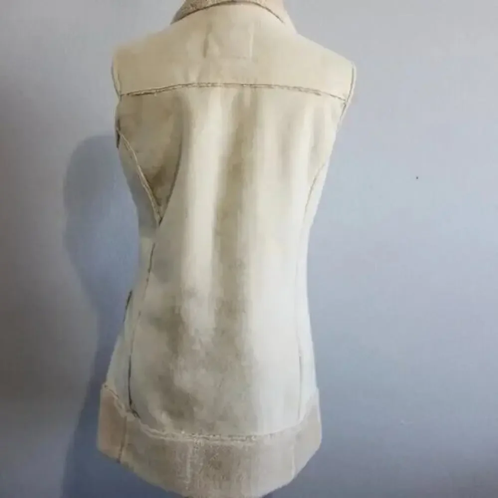JUSTICE Shearling Faux Fur Vest Coat Tan Shimmer Big Girls Size 14